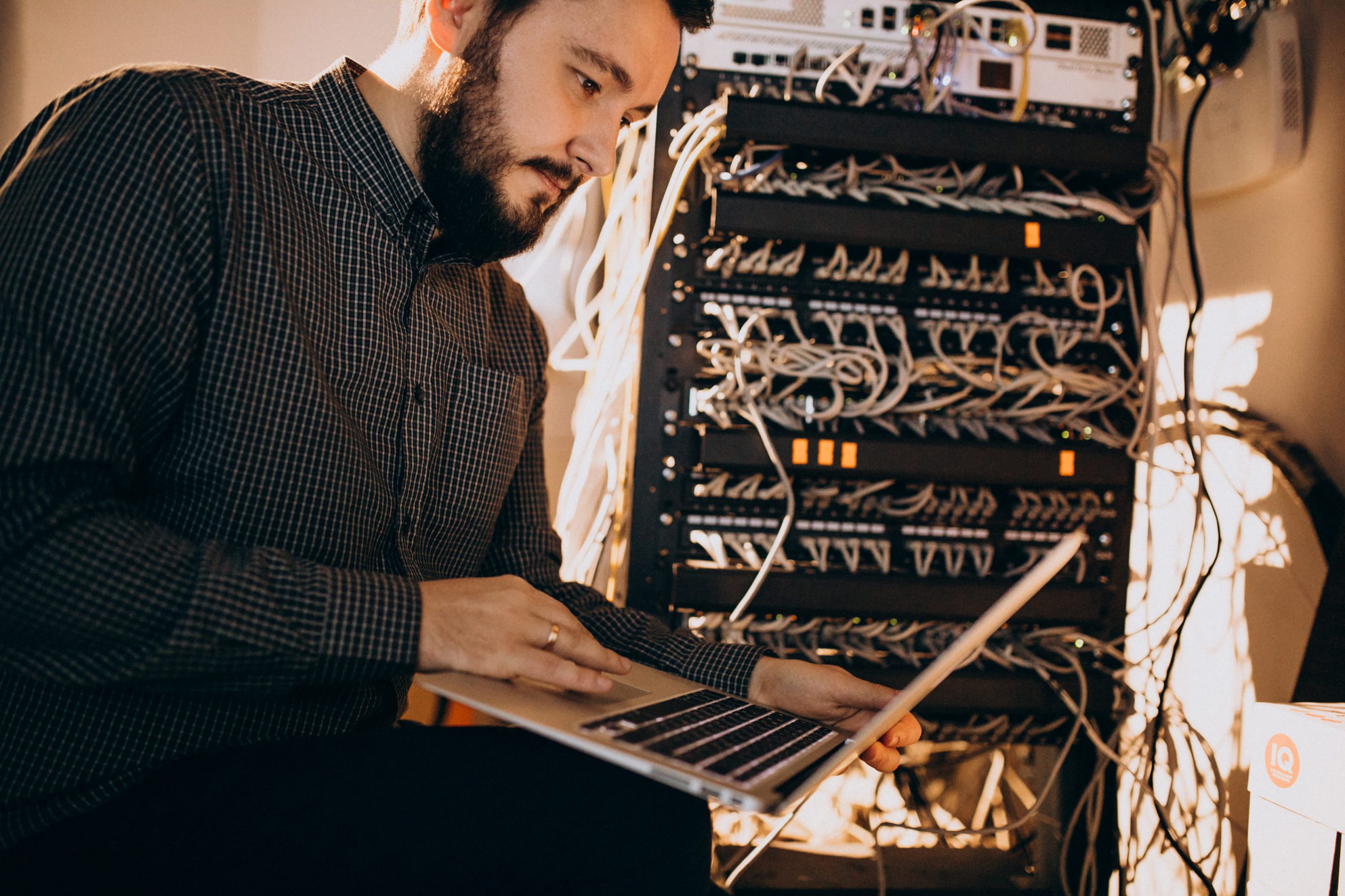 man working on a laptop