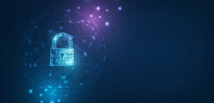 A padlock with the word " cybersecurity " on it.